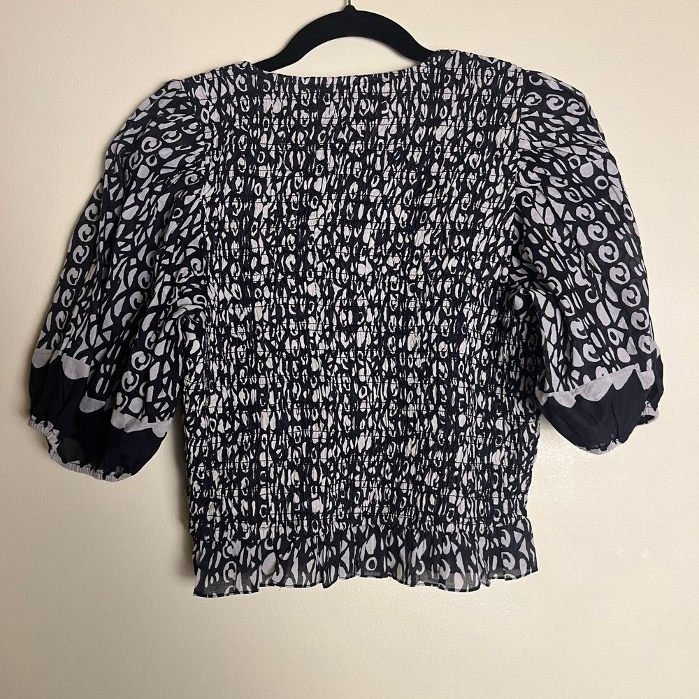 CLEOBELLA 100% Organic Cotton Roberta Top Size Medium Paseo Black Tan Smocked - Picture 6 of 10